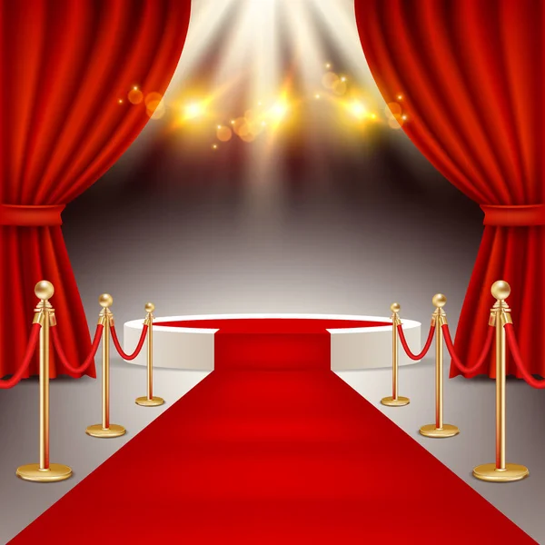 Winners podium with red carpet vector realistic illustration — Stock Vector
