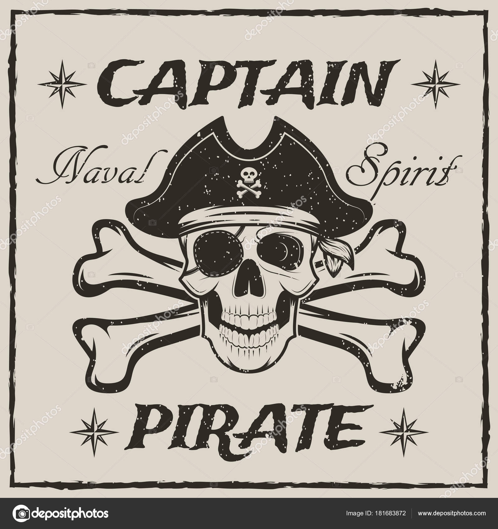 Modelo de logotipo de pirata desenhado à mão