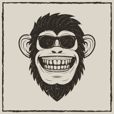 Komik maymun güneş gözlüğü grunge t-shirt baskı tasarım vektör