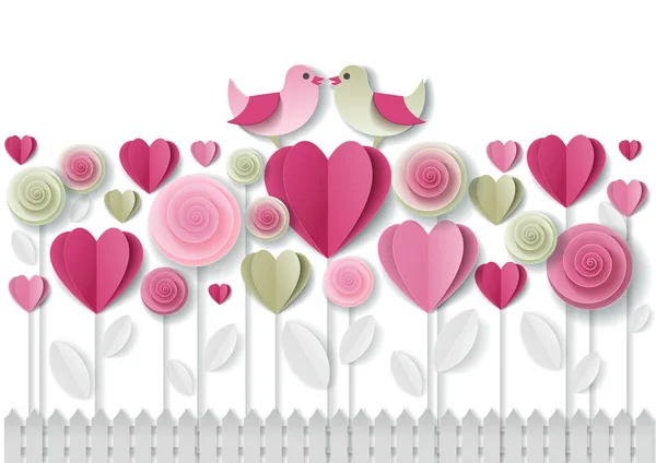 San Valentín tarjeta de felicitación vector papel arte ilustración — Vector de stock