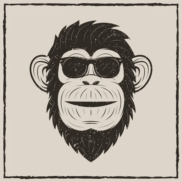 Мавпа в сонцезахисних окулярах векторний гранжевий дизайн футболки для друку — стоковий вектор