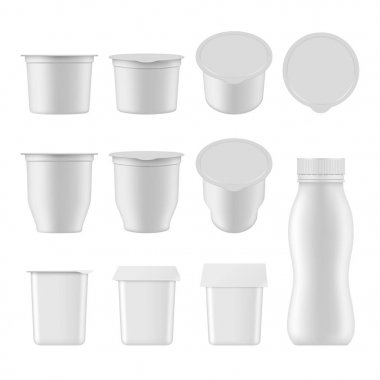 Doğal yoğurt vektör gerçekçi paket mockup set