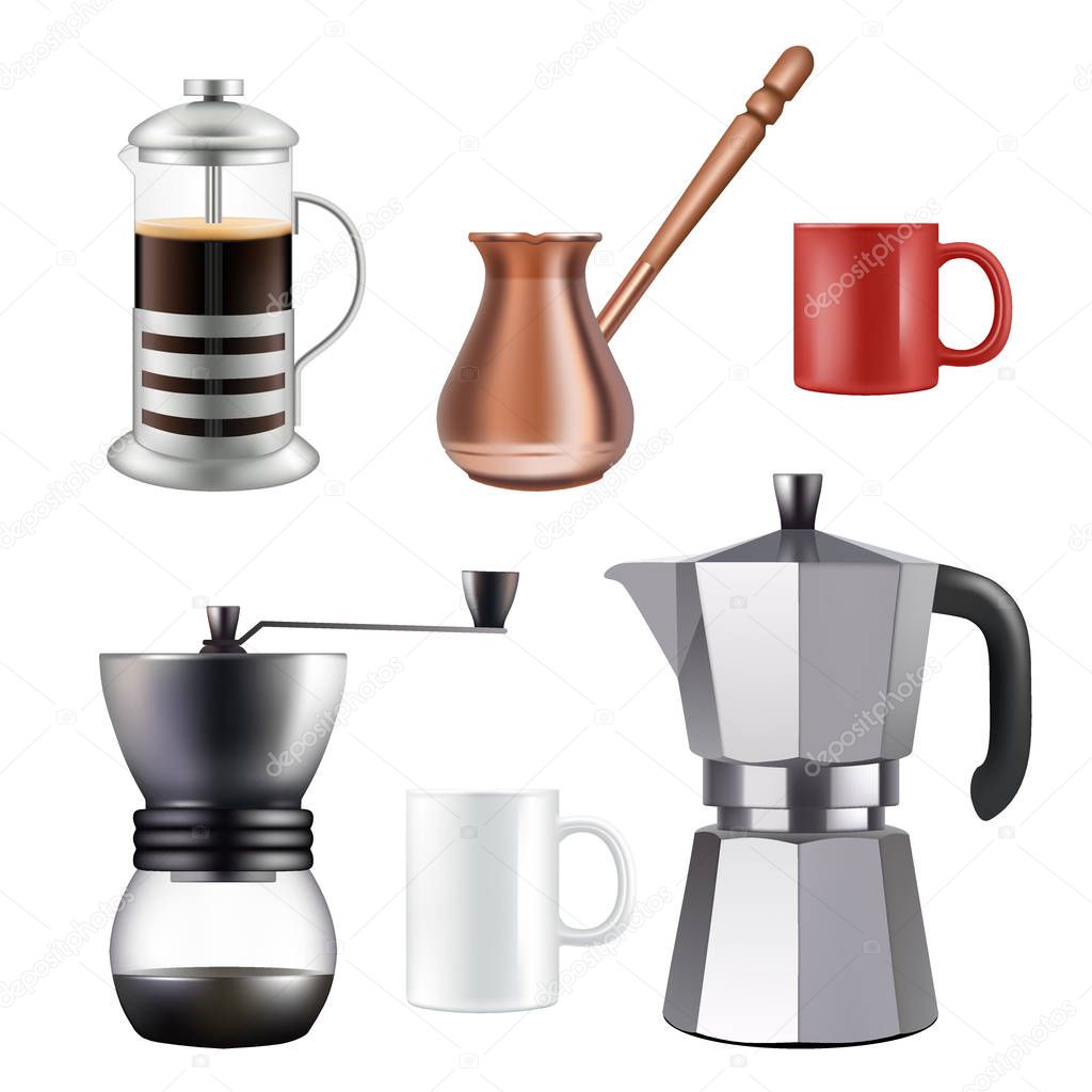Turkish coffee set, vector realistic illustration