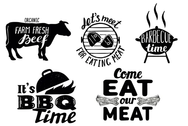 Trendy vlees citaten, vintage vector hand getekende illustratie — Stockvector