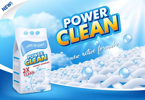 Toz Çamaşırhane deterjan reklam vektör çizim