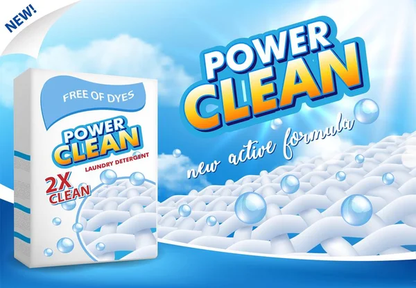 Toz Çamaşırhane deterjan reklam vektör çizim — Stok Vektör