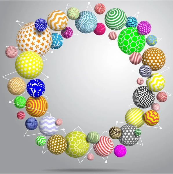 Vecteur abstrait boules multicolores fond. Illustration 3d — Image vectorielle