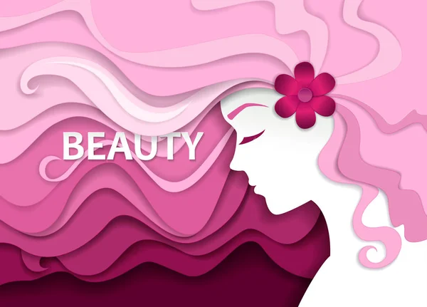 Illustration vectorielle salon de beauté en style art papier — Image vectorielle