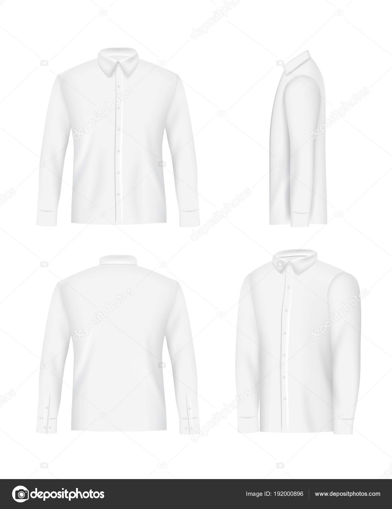 White mens shirt mockup set, vector realistic illustration Stock Vector ...