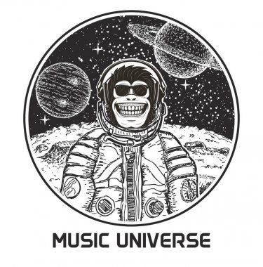 Müzik evren vektör modern t-shirt tasarım şablonu