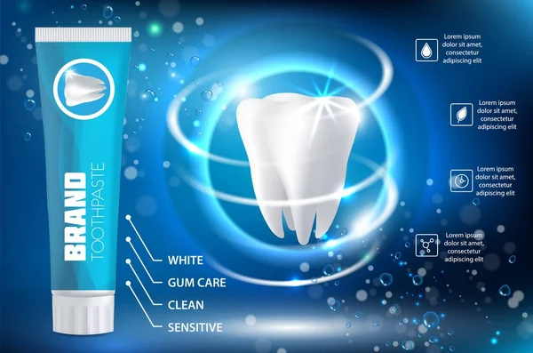 Whitening creme dental ad vector ilustração realista —  Vetores de Stock