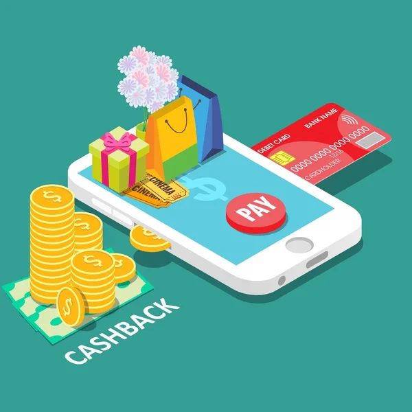 Cash back or money refund concept vector isometric illustration — Stock Vector
