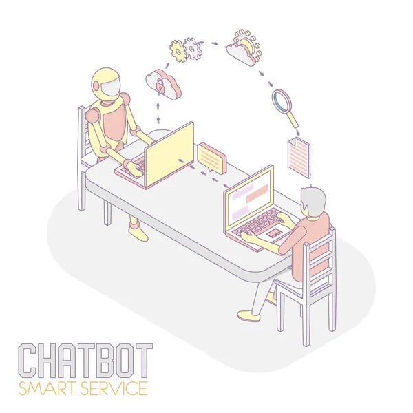 Illustrazione isometrica del vettore di concetto di chatbot servizio smart — Vettoriale Stock
