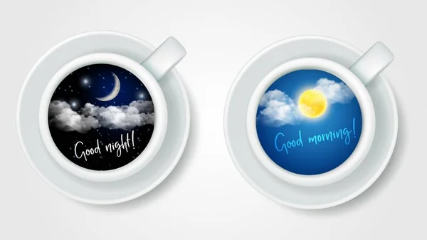 Vecteur réaliste vue dessus tasses à café — Image vectorielle