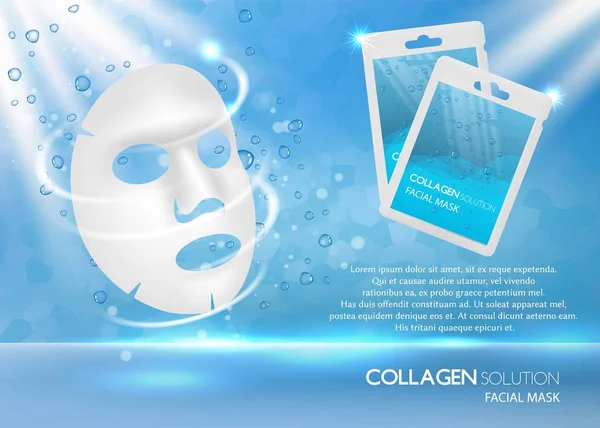 Facial blad masker reclame realistische vectorillustratie — Stockvector