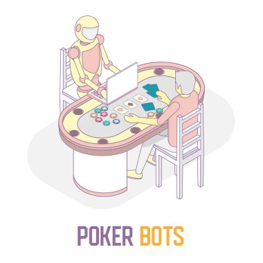 Poker botlara kavramı vektör izometrik çizim