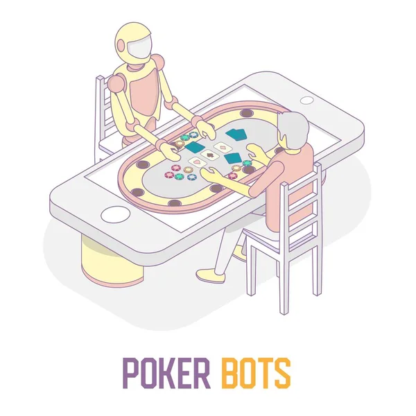 Ilustrasi isometrik konsep Poker bots - Stok Vektor
