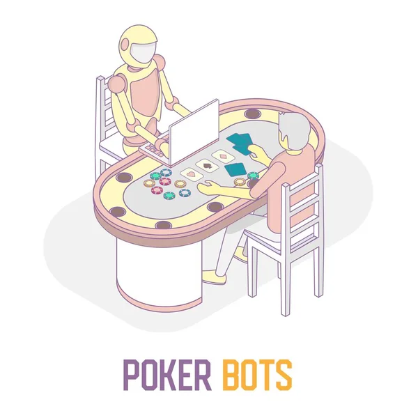 Poker roboty koncept vektorové izometrické ilustrace — Stockový vektor