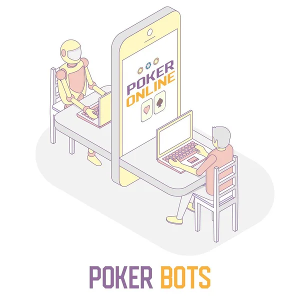 Poker roboty koncept vektorové izometrické ilustrace — Stockový vektor