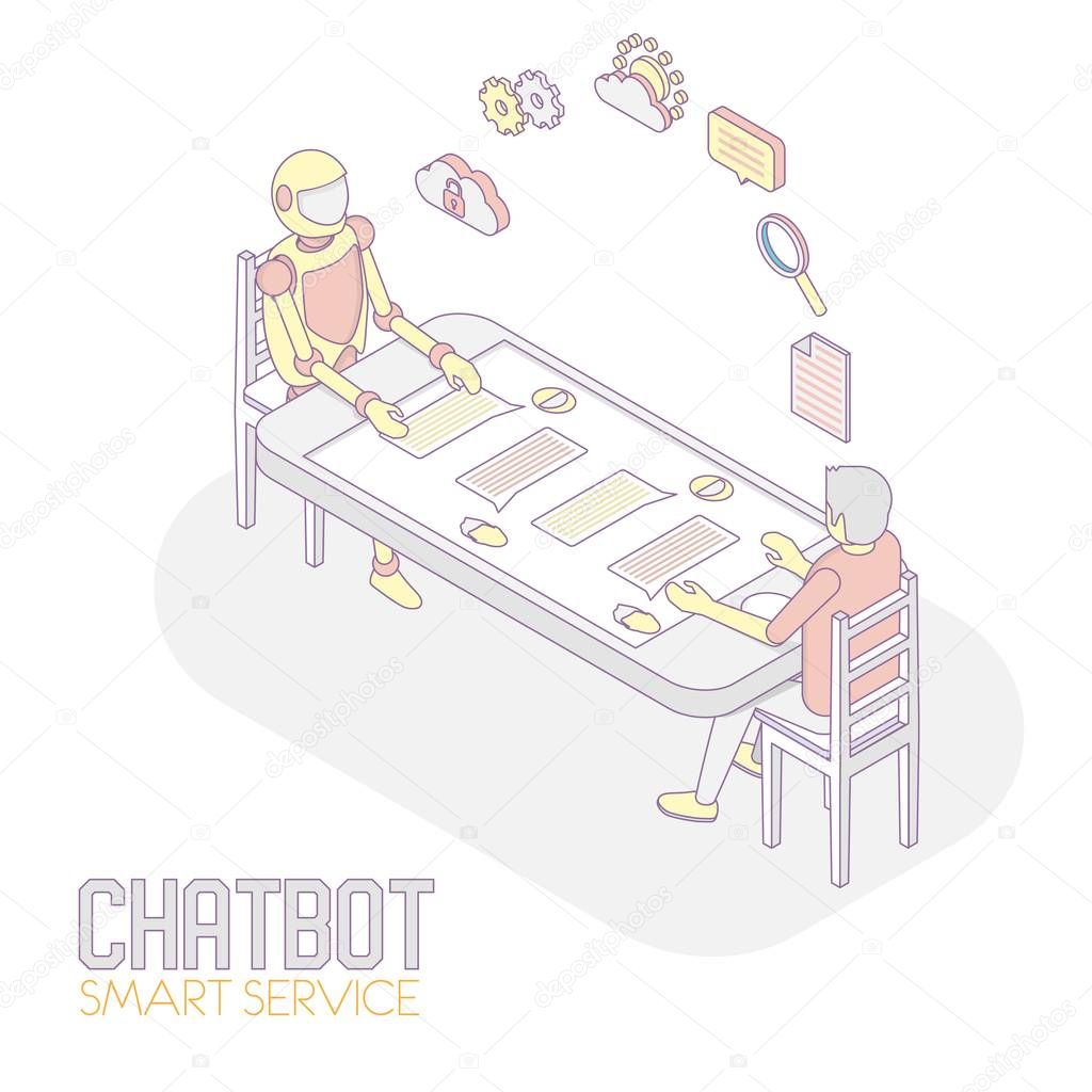 Mobile chatbot vector isometric illustration