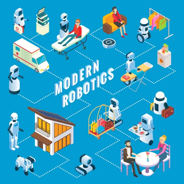 Vektör izometrik modern robotik infographics — Stok Vektör