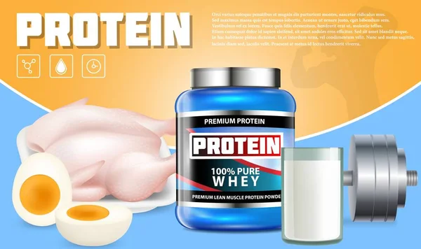 蛋白产品矢量广告模板 — 图库矢量图片
