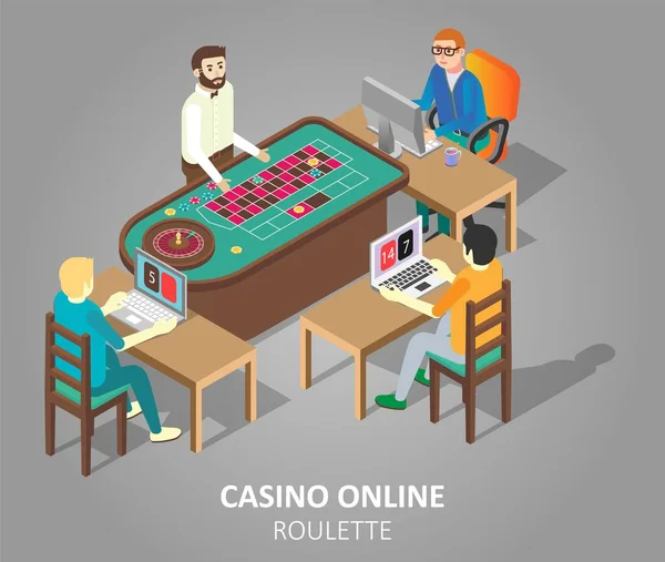 Casino online rulet oyun vektör çizim — Stok Vektör