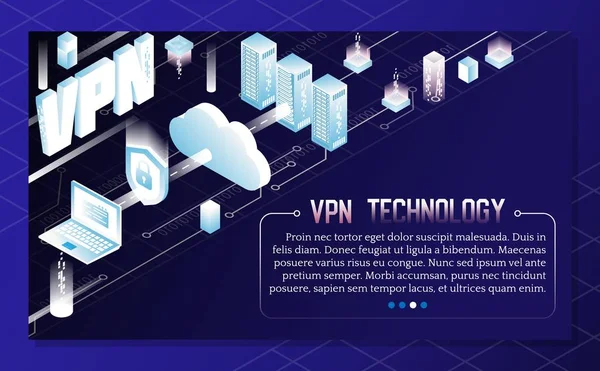 VPN-technologie vector isometrische achtergrond — Stockvector