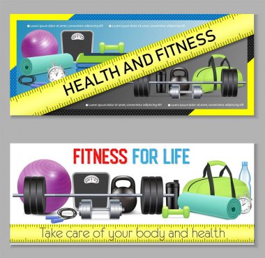 Vektör fitness yatay banner set