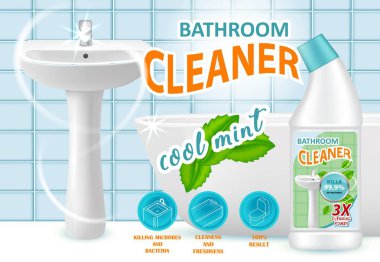 Serin nane banyo temizleyici reklam vektör çizim