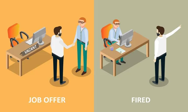 Job offer and fired vector concept design elements — Stock Vector