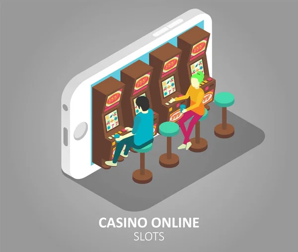 Casino online mobile slots vector illustration — Stock Vector