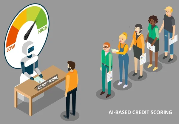 AI credit scoring vector isometric illustration