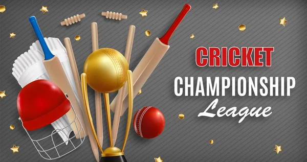 Cricket game championship vector poster, banner template