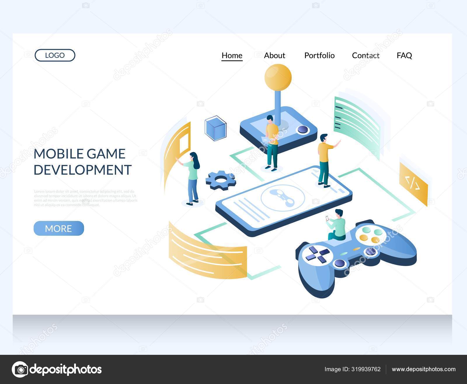 Game landing page home and online playing concept Vector Image