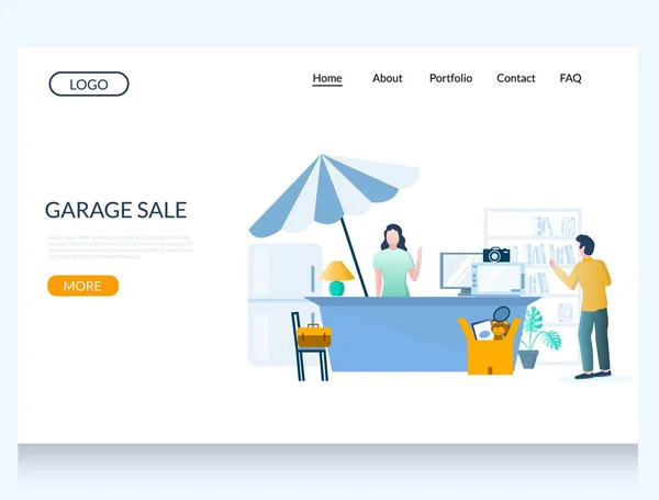 Garage försäljning vektor webbplats landning sida design mall — Stock vektor