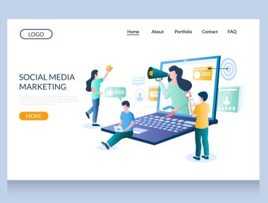 Sosyal medya pazarlama web sitesi iniş sayfası tasarımı şablonu