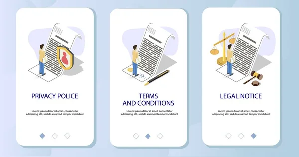 Acordo de verificação móvel aplicativo onboarding telas modelo de vetor — Vetor de Stock