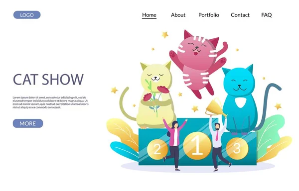 Cat show vector website kezdőlap tervezés sablon — Stock Vector