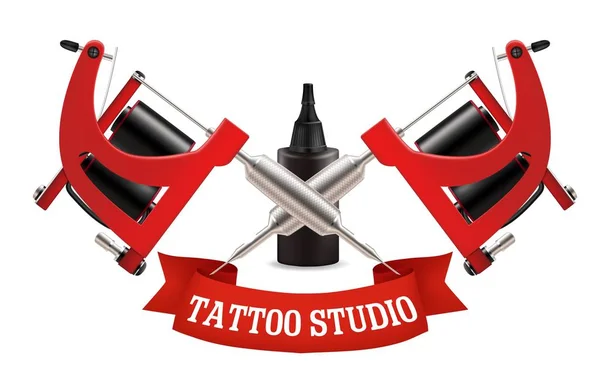 Étiquette studio de tatouage, emblème, modèle vectoriel de logo — Image vectorielle