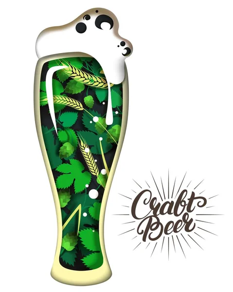 Craft beer mug vector illustration in paper art style — Stock vektor