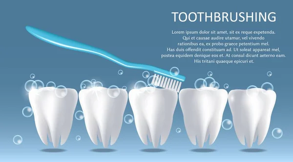 Toothbrushing vector medical poster banner design template — Stock vektor