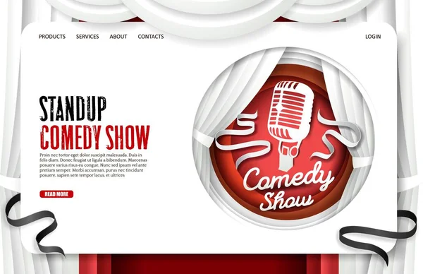 Stand up comedy show vector website landing page design template — Stock Vector