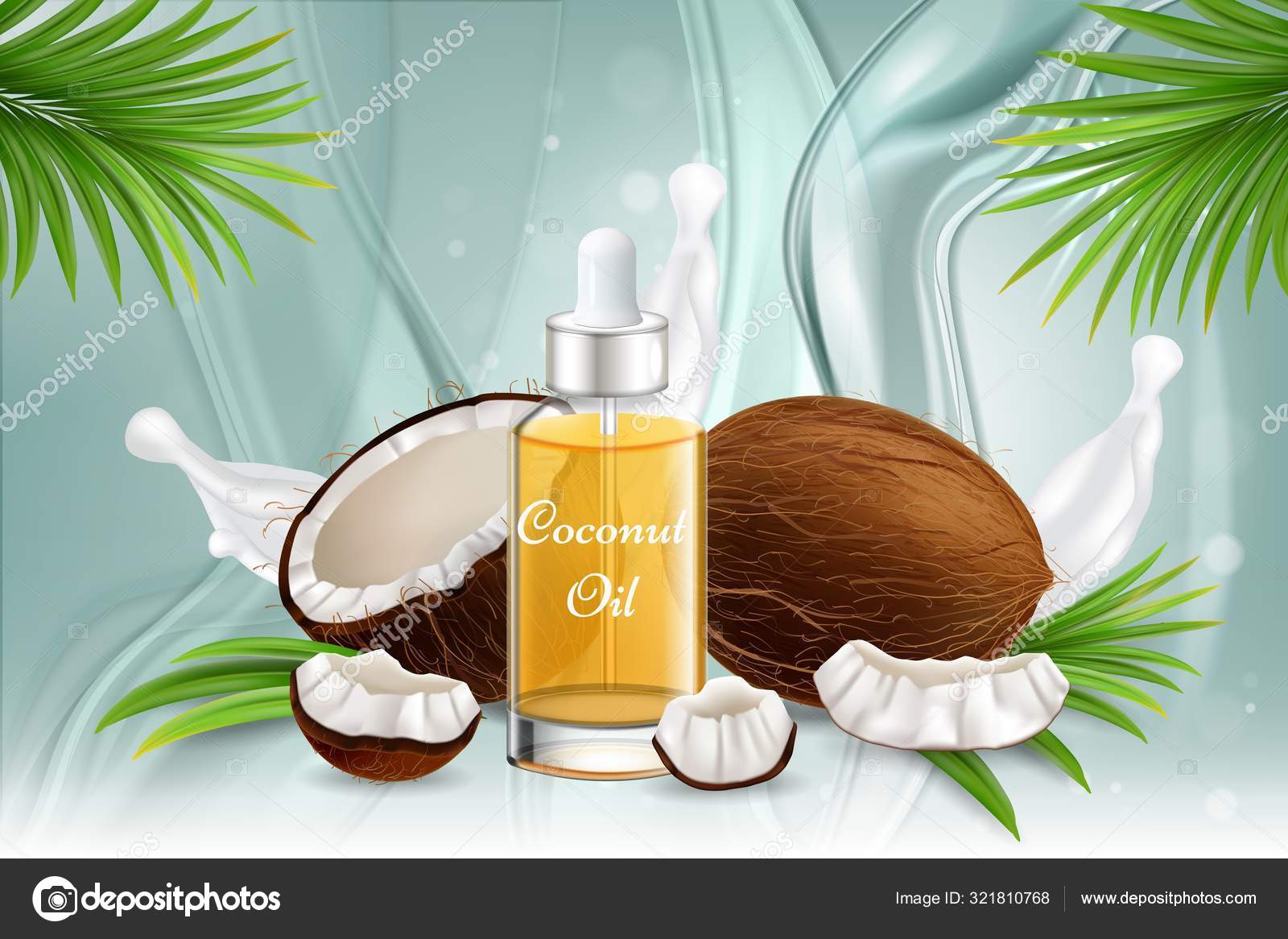 Download Natural Coconut Oil Vector Poster Banner Template Vector Image By C Siberianart Vector Stock 321810768