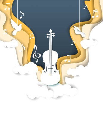 Vector layered paper cut style music background clipart