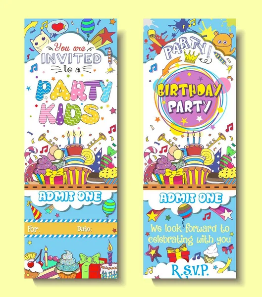 Vector kids birthday party invitation card template — 스톡 벡터