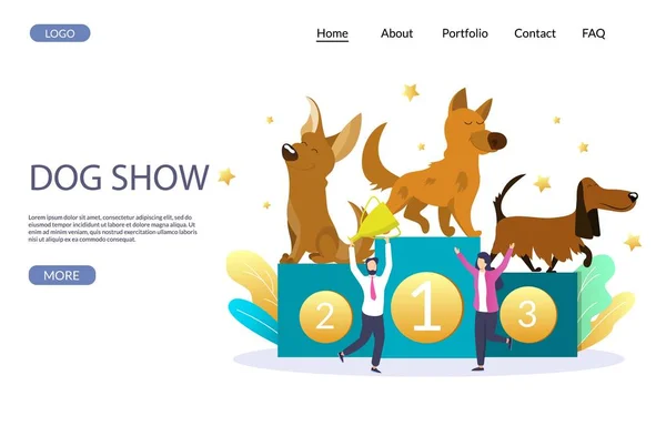 Dog show vektor honlap kezdőlap design sablon — Stock Vector