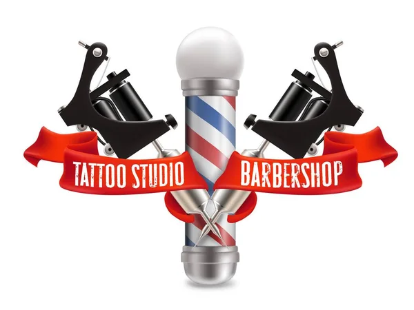 Tatuaje estudio y peluquería etiqueta etiqueta vector plantilla — Vector de stock