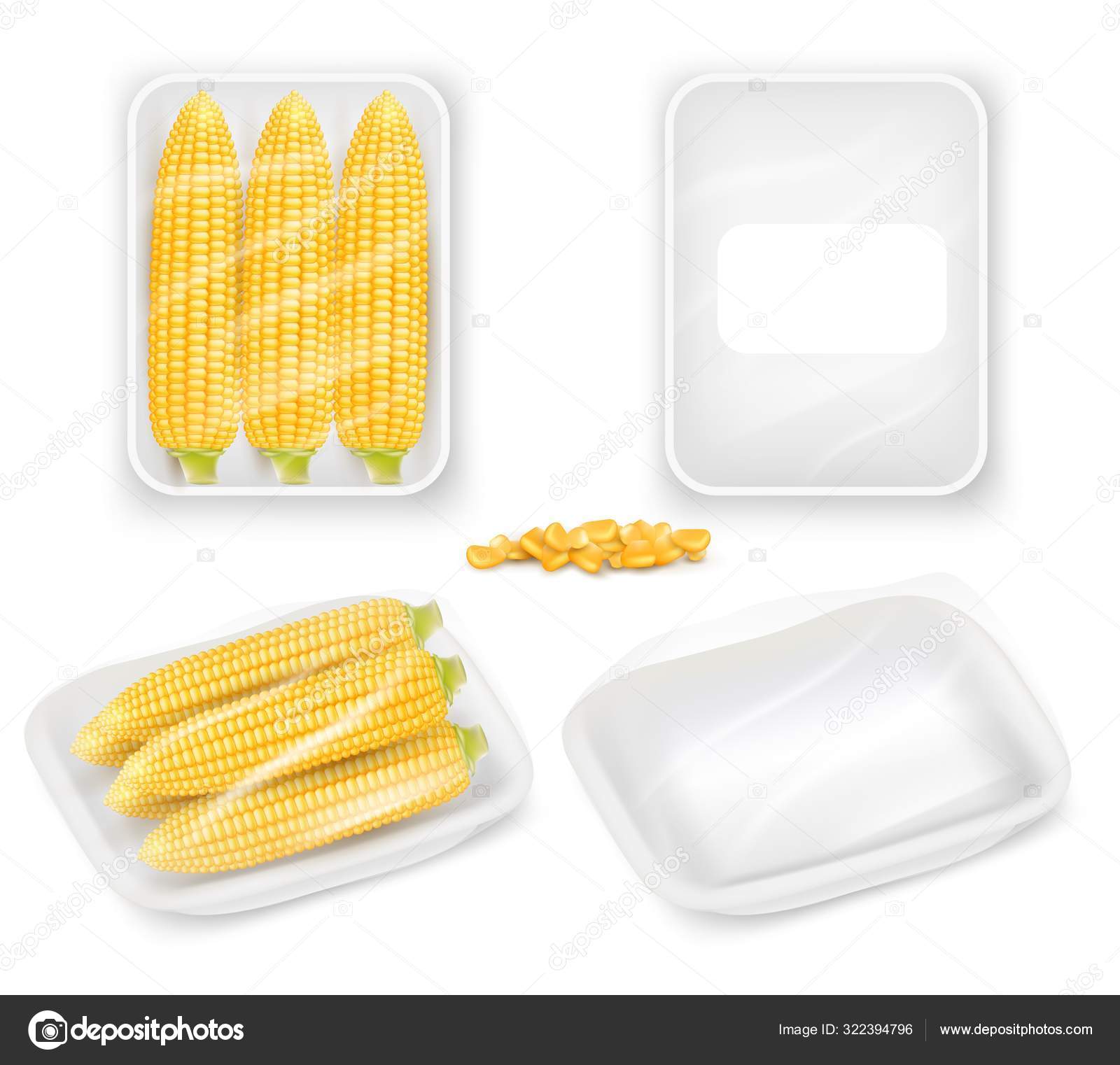 Download Corn Packaging Tray Mockup Set Vector Realistic Illustration Vector Image By C Siberianart Vector Stock 322394796