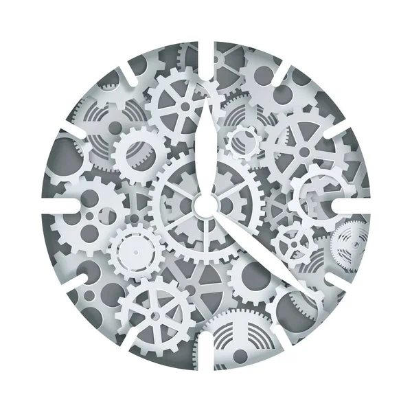 Mecanismo de reloj, ilustración vectorial en estilo de arte de papel — Archivo Imágenes Vectoriales